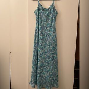 90’s blue floral maxi dress